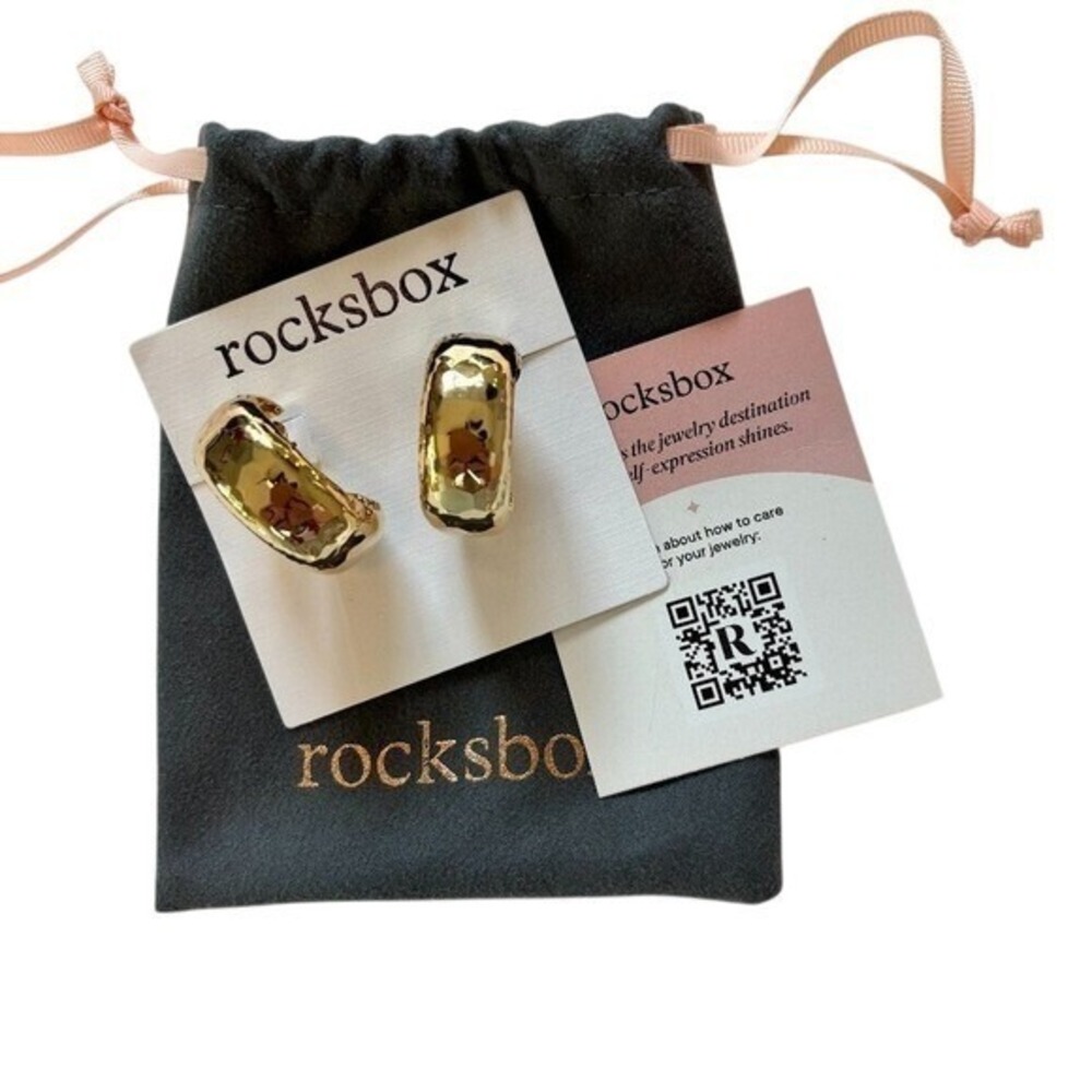 NEW Gold Hoops Earrings Chunky Hammered 1" Rocksbox Bold Classic Minimalist